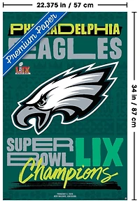 NFL Philadelphia Eagles - Super Bowl LIX Team Logo Wall Poster, 22.375" x 34" Framed