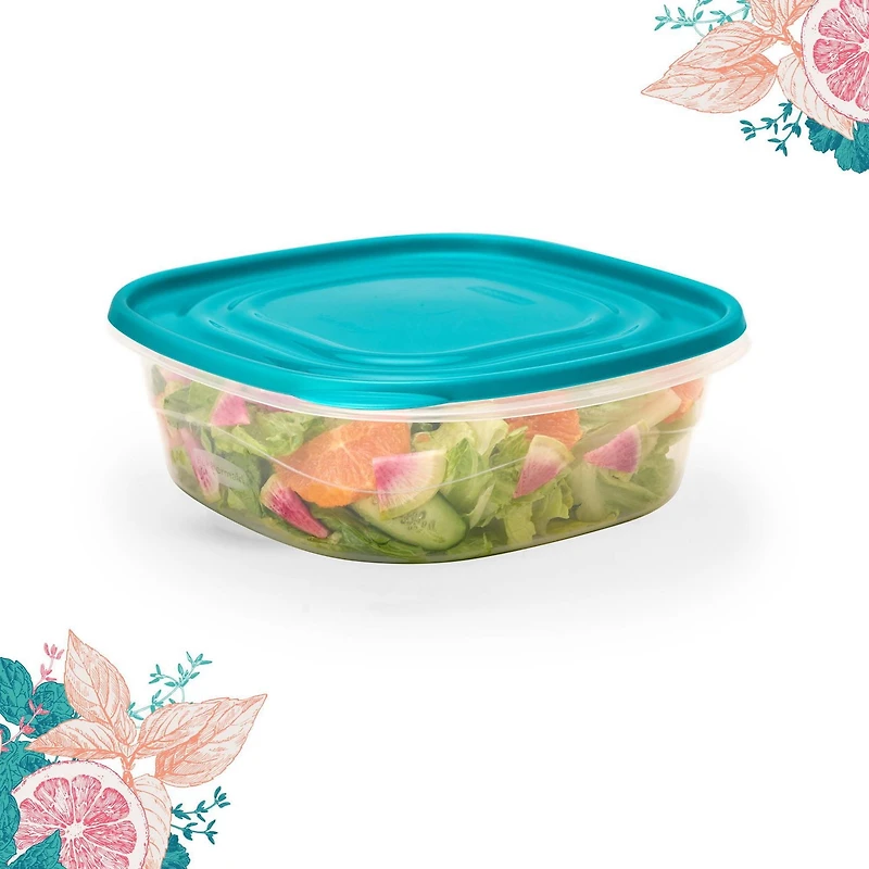 Rubbermaid TakeAlongs 2.9 Cup Food Storage Containers, Meal Prep Containers, Food Containers with Lids, Limited Edition Turquoise Blue, 4-Pack