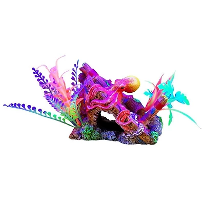 Marina iGlo Aquarium Ornament Ship's Bow with Octopus and Plants