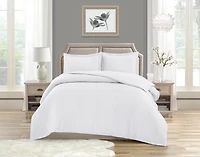 Ensemble de housse de couette à texture à pois Swift Home, literie douce toutes saisons avec fermeture éclair, simple, blanc