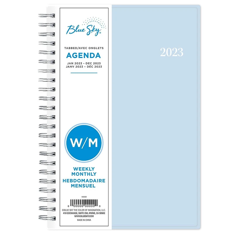 2023 Weekly Monthly Planner, 5x8, Blue Sky, Solid Morning Blue