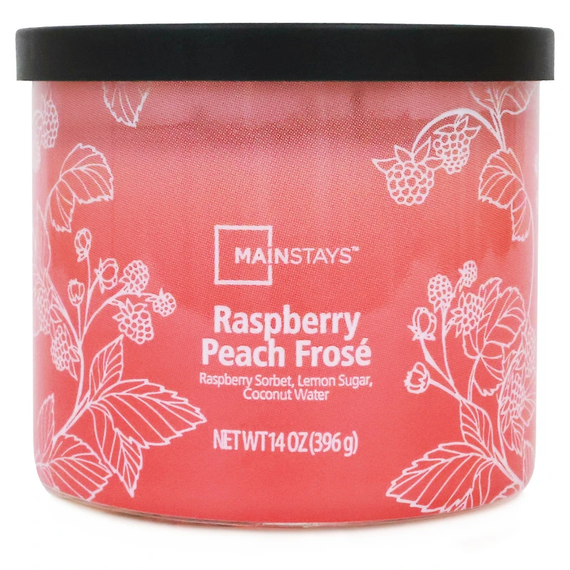Mainstays 3-Wick Textured Wrapped Raspberry Peach Frose Scented Candle, 14 oz, MAINSTAYS PL MS 14OZ RASPBERRY