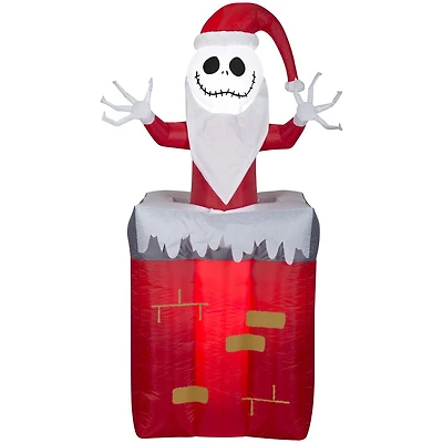 Animated Christmas Inflatable Jack Skellington in Chimney