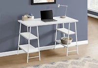 Monarch Specialties Computer Desk, Home Office, Laptop, Storage Shelves, 48"l, Work, Metal, Laminate, White, Contemporary, Modern