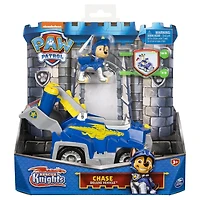 PAW Patrol, Rescue Knights Chase, Véhicule transformable avec figurine articulée à collectionner, jouets pour les enfants à partir de 3 ans