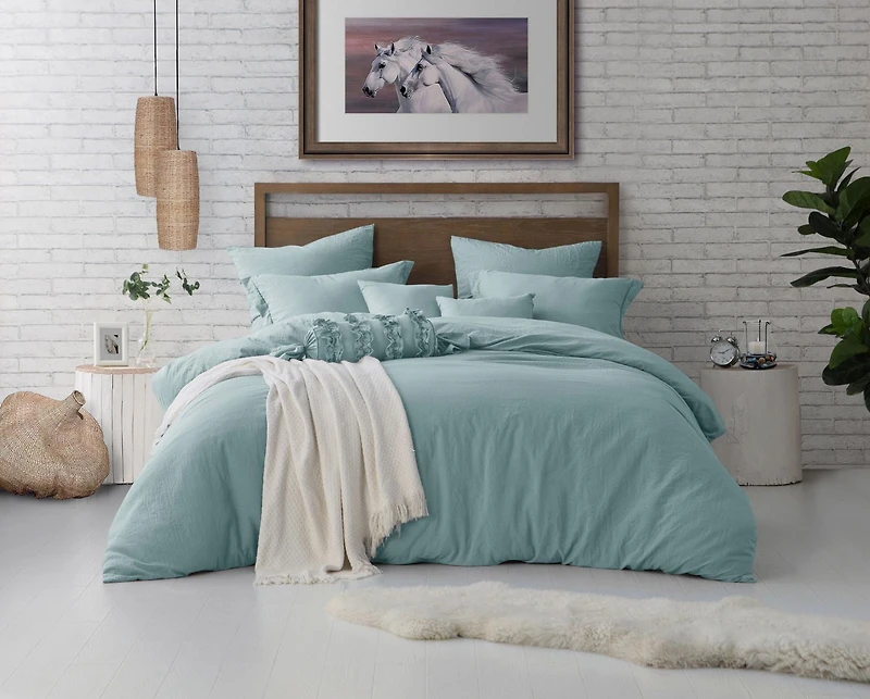 Ensemble de housse de couette en tissu froissé naturel ultra doux