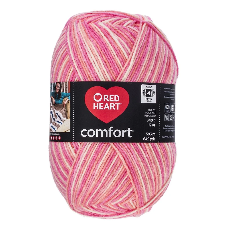 Red Heart® Comfort® Yarn, Prints, Acrylic #4 Medium, 12oz/340g, 649 Yards, Versatile yarn large ball size