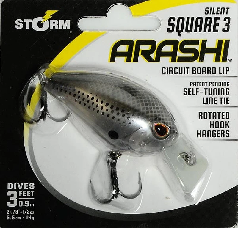 Storm Arashi Silent Square 2-1/8", Black Silver Shad
