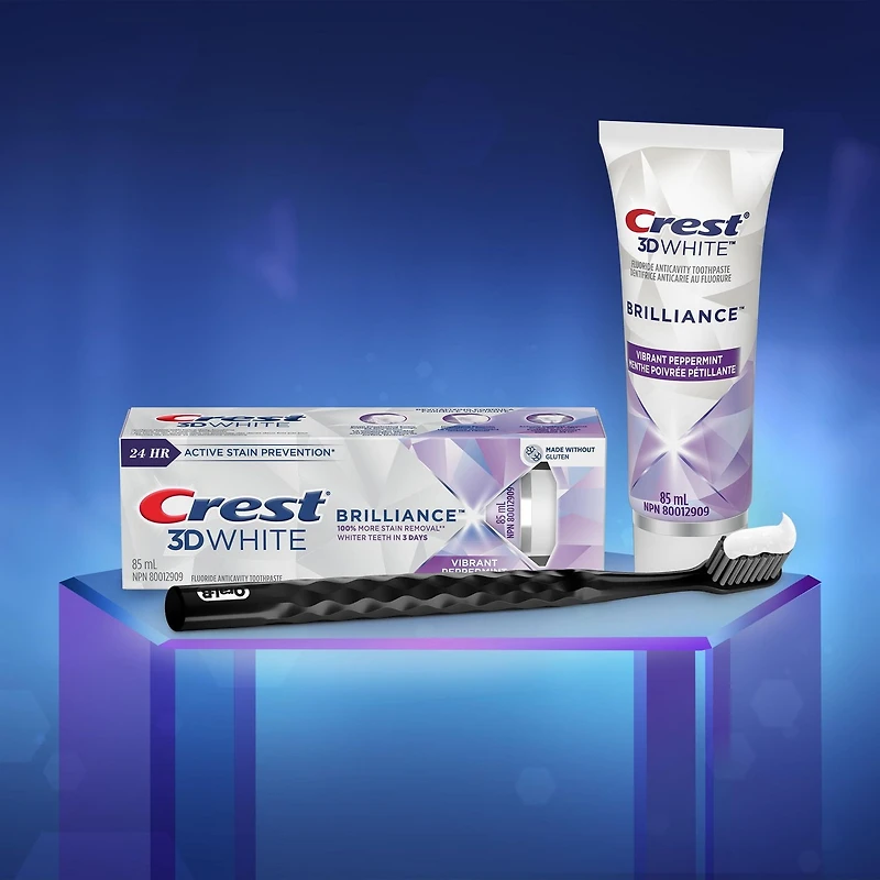 Dentifrice Crest 3D White Brillance, Menthe poivrée pétillante 85ML