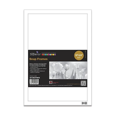 SECO Snap Poster Frame Case, 18 x 24 Inches, White