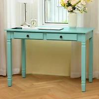 Homylin Home Office Desk with 2 Drawers, 43" Writing Computer Desk for Bedroom, Modern Green Makeup Vanity Table Desk, Study Table Writing Desk, Computer Work Station, Green