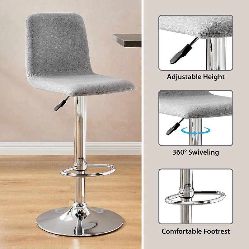 Hometrends Grey Fabric Bar Stool, Hometrends Fabric Bar Stool