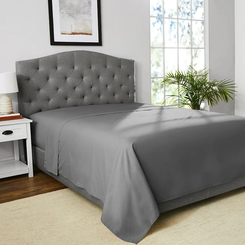 Mainstays 4-Piece 300 Thread Count Grey- CVC Cotton Blend Bed Sheet Set, Double (Adult), Double Sheet Set