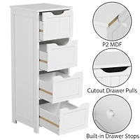 FullFurnique Wooden Freestanding Bathroom Floor Cabinet with 4 Drawers, White