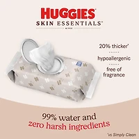 Lingettes pour bébés Huggies Skin Essentials, 2 emballages à couvercle rabattable (112 lingettes) 2 Emballages | 112 Lingettes