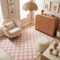 Rug Branch Metro Checkered Blush 8' x 11' (Exact Size: 7'7" 10'10") Geometric Area Rugs, Pink, Contemporary - Living Room, Bedroom, Dining and Kitchen