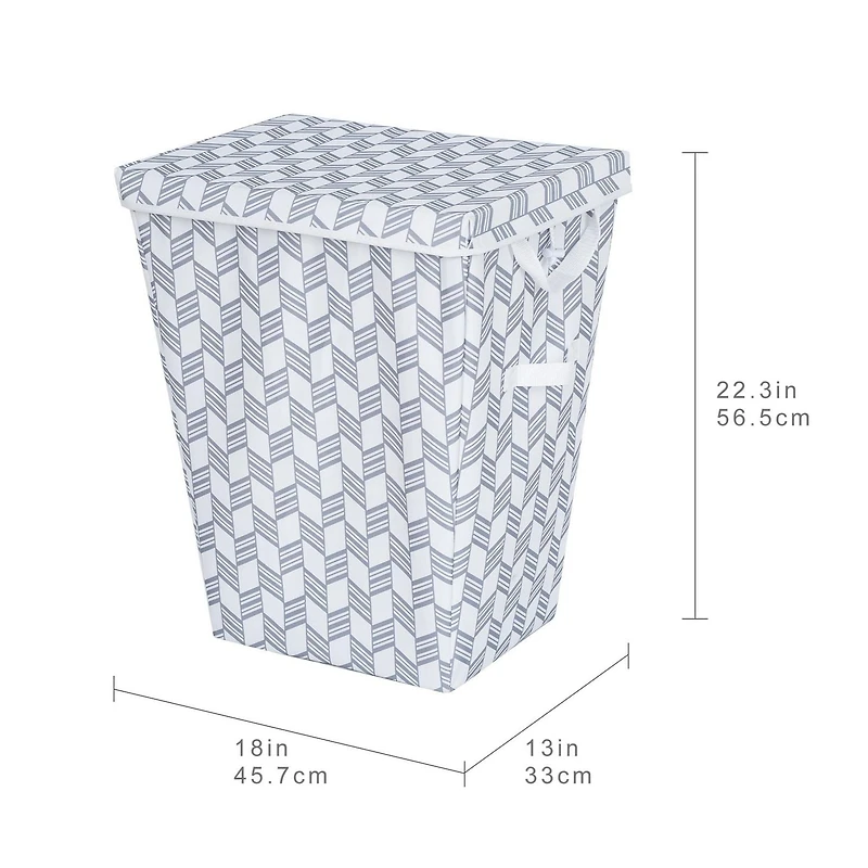 Mainstays panier à linge avec couvercle, sac doublé amovible et lavable pour adulte, panier de rangement pour chambre ou dortoir Taille du produit: 18 in. W x 13 in. D x 22.3 in. H/ 45,7 cm x 33 cm x 56,5 cm