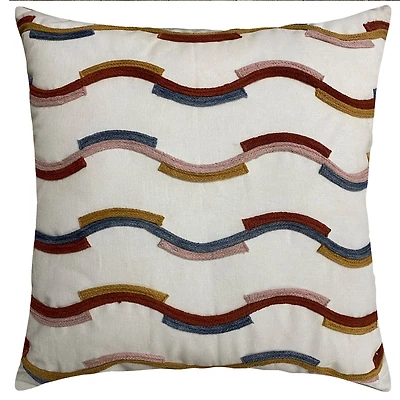 hometrends Coussin Décoratif à Vagues Brodées