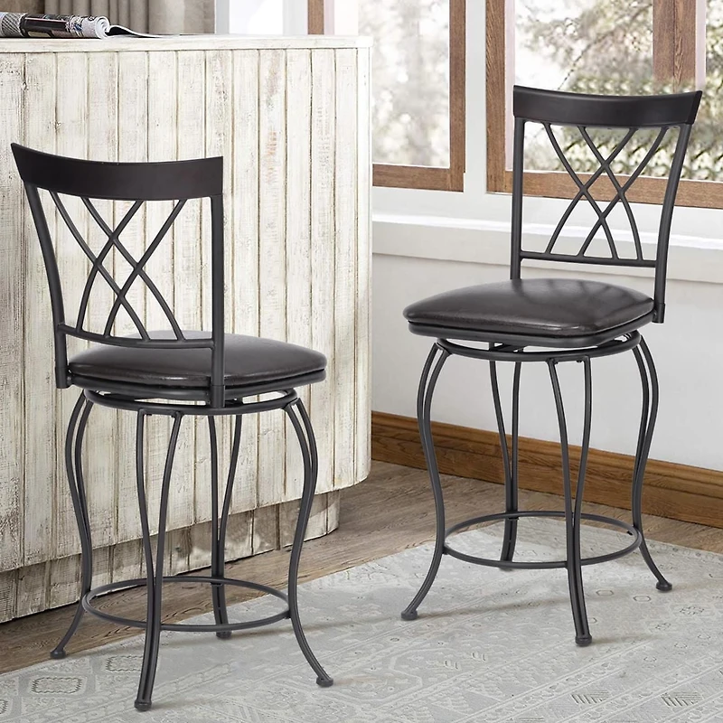 Homylin Swivel Counter Height PU Bar Stools Set of 2, 24inch