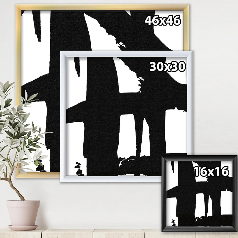 Designart Black & White Crossing Paths II Framed Wall Art