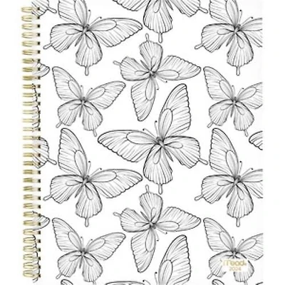 Grand Agenda Hebdomadaire/Mensuel 2024 Mead, Papillon, Noir Et Blanc