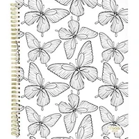 Grand Agenda Hebdomadaire/Mensuel 2024 Mead, Papillon, Noir Et Blanc