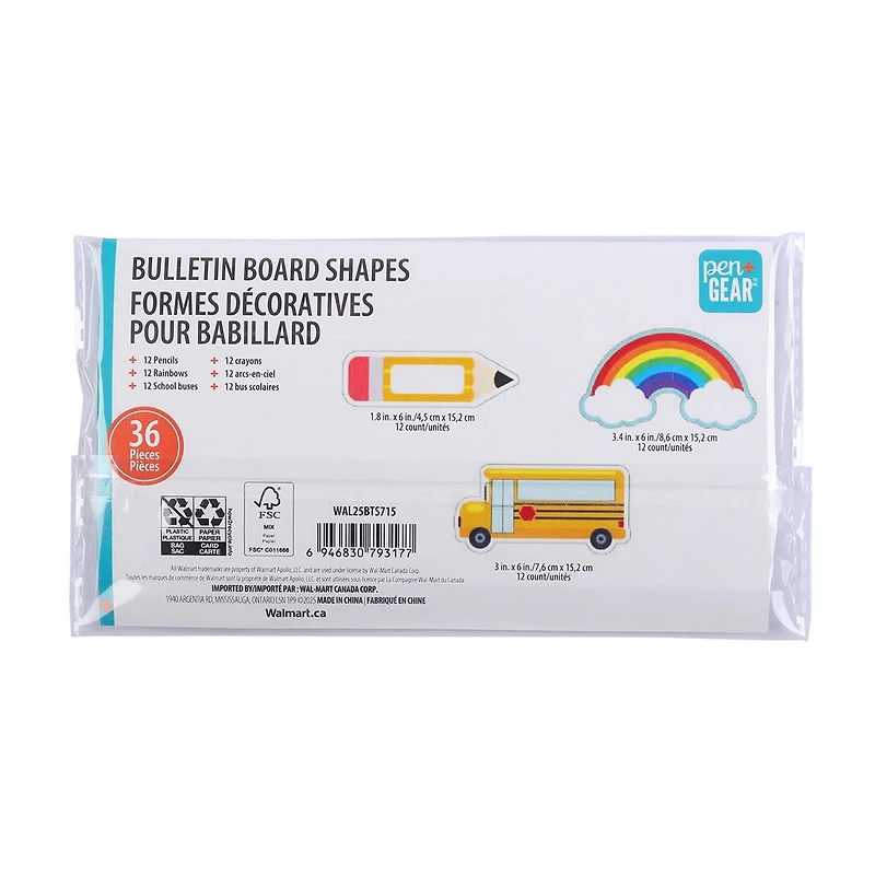 Pen+Gear Die Cut Bulletin Board Shapes, 3 Designs, 36 Count