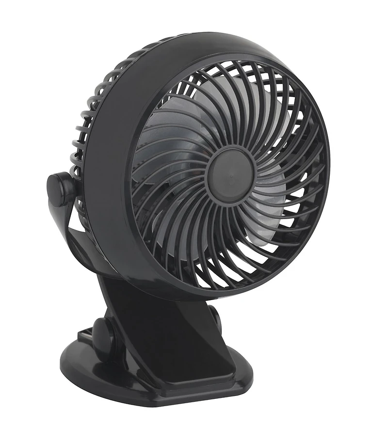 Ventilateur à pince rechargeable Mainstays en noir Angle de sortie d'air réglable