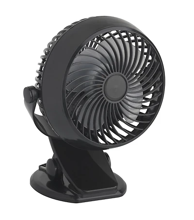 Ventilateur à pince rechargeable Mainstays en noir Angle de sortie d'air réglable