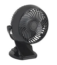 Ventilateur à pince rechargeable Mainstays en noir Angle de sortie d'air réglable