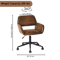 Chaise d'étude pour enfants Homy Casa - Chaise de travail pivotante et réglable en hauteur avec accoudoirs, idéale pour la salle de jeux et les devoirs, similicuir brun