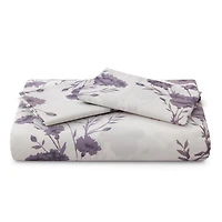 Marina Decoration Ultra Soft Silky Zipper Rich Printed Rayon from Bamboo All Season Duvet Cover Set with Pillowcases, Purple Carnation Floral Pattern