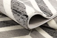 Rug Branch Montage 2' x 30' (Exact Size: 2'3" 30') Geometric Indoor Runner Rug, Grey Beige, Wave - Entryway, Hallway, Bathroom, and Kitchen