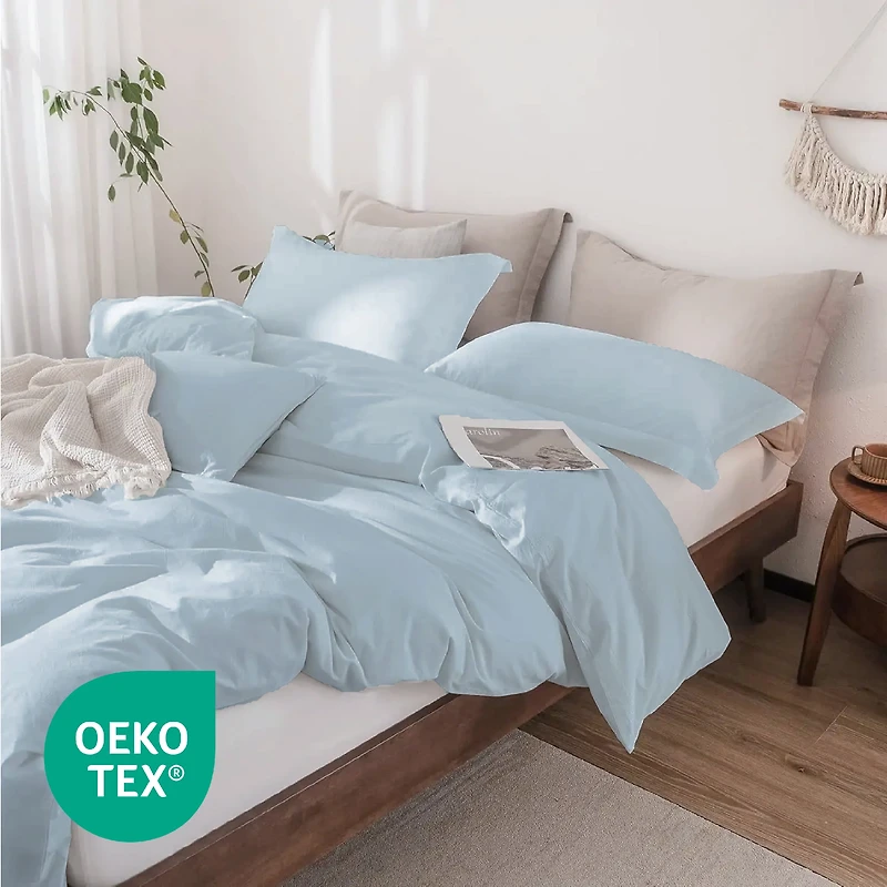 Beddora 100% Cotton Duvet Cover Set – All-Season Breathable – Secure Corner Ties & Button Closure – Queen & King Sets