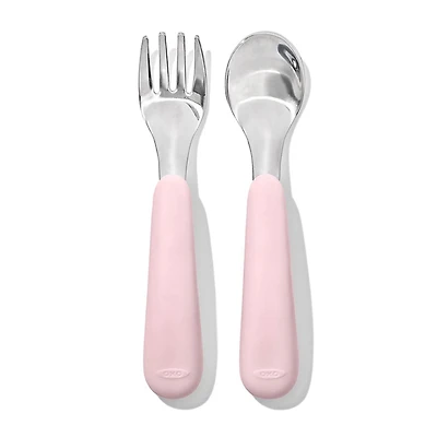 Oxo Tot - Ensemble Fourchette & Cuillère - - Fleur - 12 Mois +