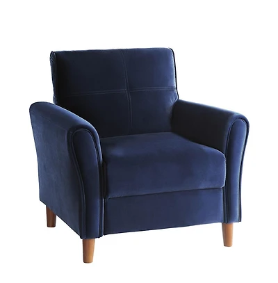 Topline Home Furnishings Modern Blue Velvet Accent Chair