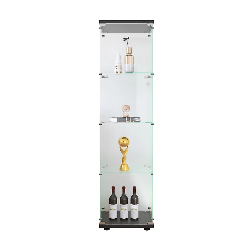 Noble House Glass Display Cabinet 4 Shelves with Door,Black