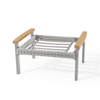 SONGMICS HOME Sencillo Collection - Patio Furniture Set, Armchair with Ottoman, Rattan, Faux Wood, Gray and Beige
