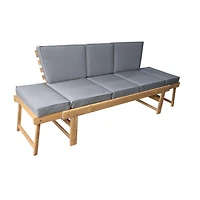 Deko Living Banc de patio/chaise longue d'extérieur en bois d'acacia avec table centrale rabattable et panneaux latéraux