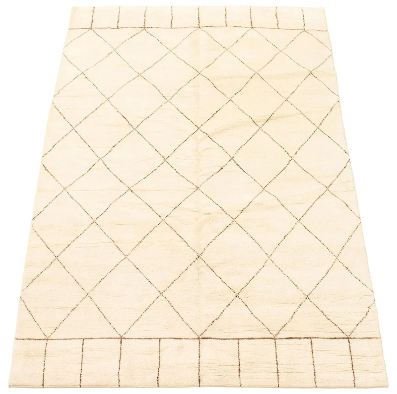 ECARPETGALLERY Tapis Noué à la Main pour Salon, Salle à Manger et Chambre à Coucher Marocain Collection Tangier 5'0" x 8'0" en Ivoire