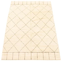 ECARPETGALLERY Tapis Noué à la Main pour Salon, Salle à Manger et Chambre à Coucher Marocain Collection Tangier 5'0" x 8'0" en Ivoire