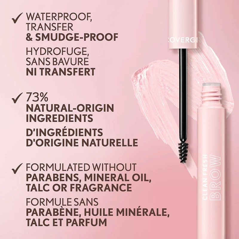 Clean Fresh Brow Enhancer Gel Wax, Flexible Hold, Non-Sticky, Non-Crunchy, All-Day Wear, Vegan Formula, Sweat-proof and transfer-proof