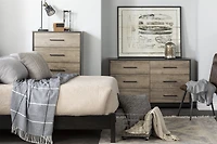 South Shore Londen 5-Drawer Chest for Adult, in Rubbed Black and Weathered Oak