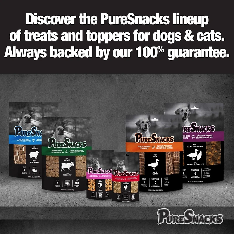 PureSnacks gâteries séchées à froid de foie de boeuf pour chien 410g