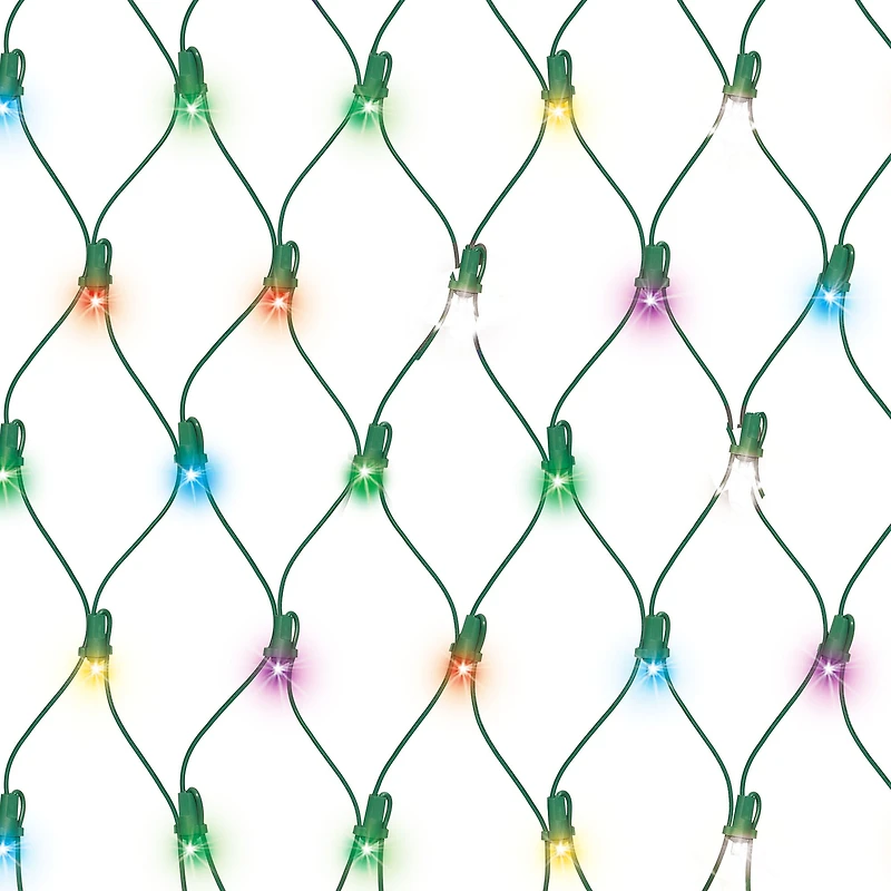 EZ-Illuminations 4'x4' 100-Count LED Net Lights, Multicolor with Cool White Flicker, 4ft x 4ft (1.2mx1.2m) lighted area