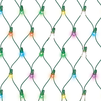 EZ-Illuminations 4'x4' 100-Count LED Net Lights, Multicolor with Cool White Flicker, 4ft x 4ft (1.2mx1.2m) lighted area