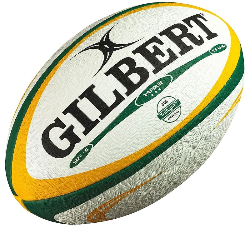 Ballon de rugby Vapour Gilbert taille 5, vert/or