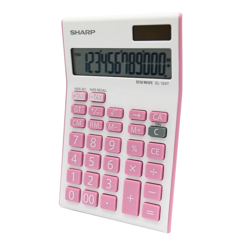SHARP EL124TPK Twin Power 12-digit Display Desktop Calculator, Dual power with key functions