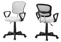 Monarch Specialties Chaise De Bureau, Hauteur Ajustable, Pivotant, Ergonomique, Appuis-bras, Bureau, Travail, Juvénile, Métal, Engrener, Blanc, Noir, Contemporain, Moderne