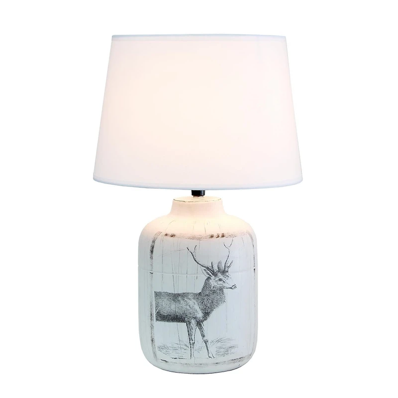 Simple Designs Rustic Deer Buck Nature Imprimé Ferme en céramique Accent Lampe de table avec abat-jour en tissu